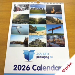 Bespoke branded wirobind calendar by luvprint Stoke-on-Trent
