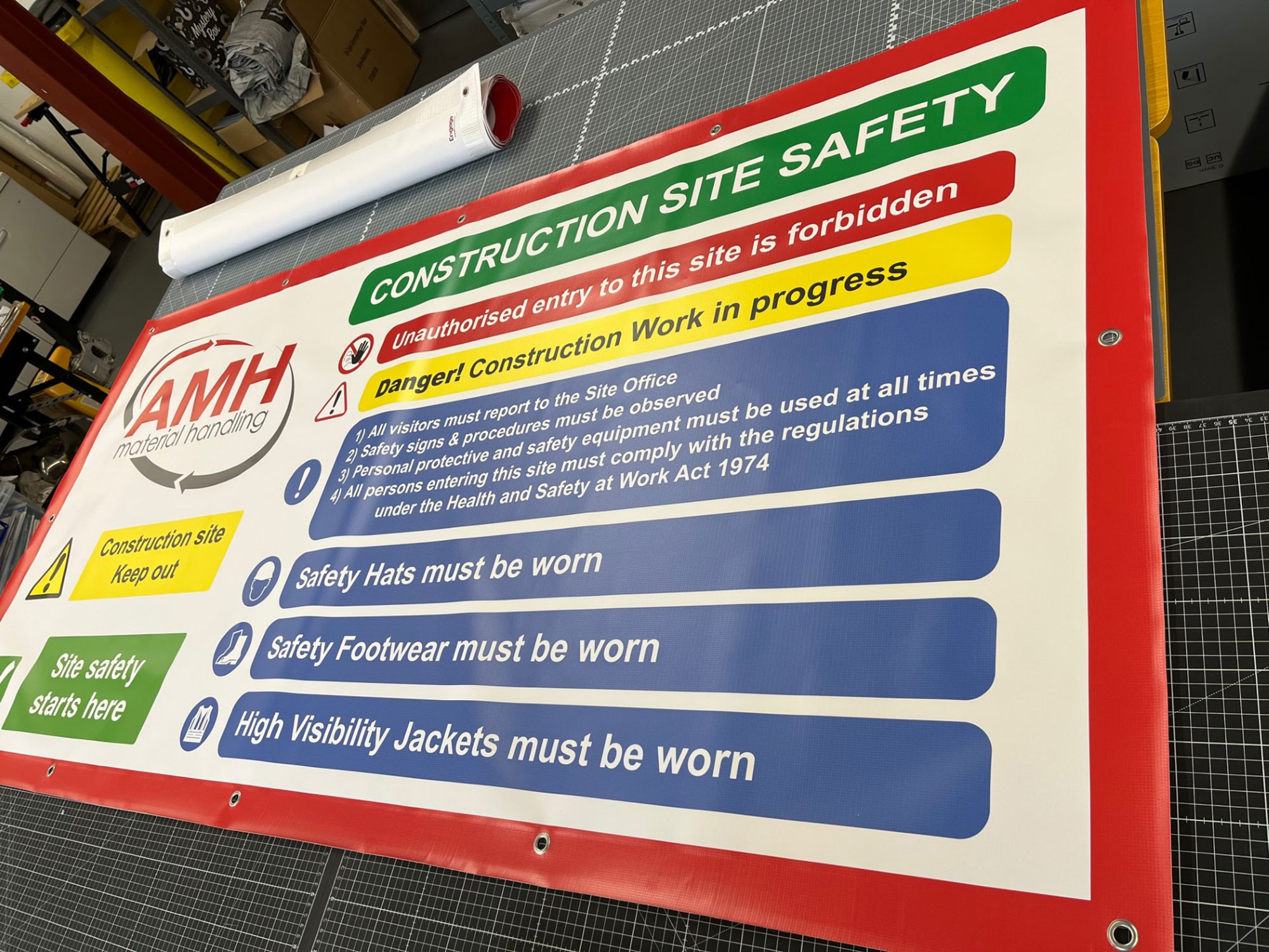 Construction Site Safety Banner Created by LuvPrint - Printed banners Stoke