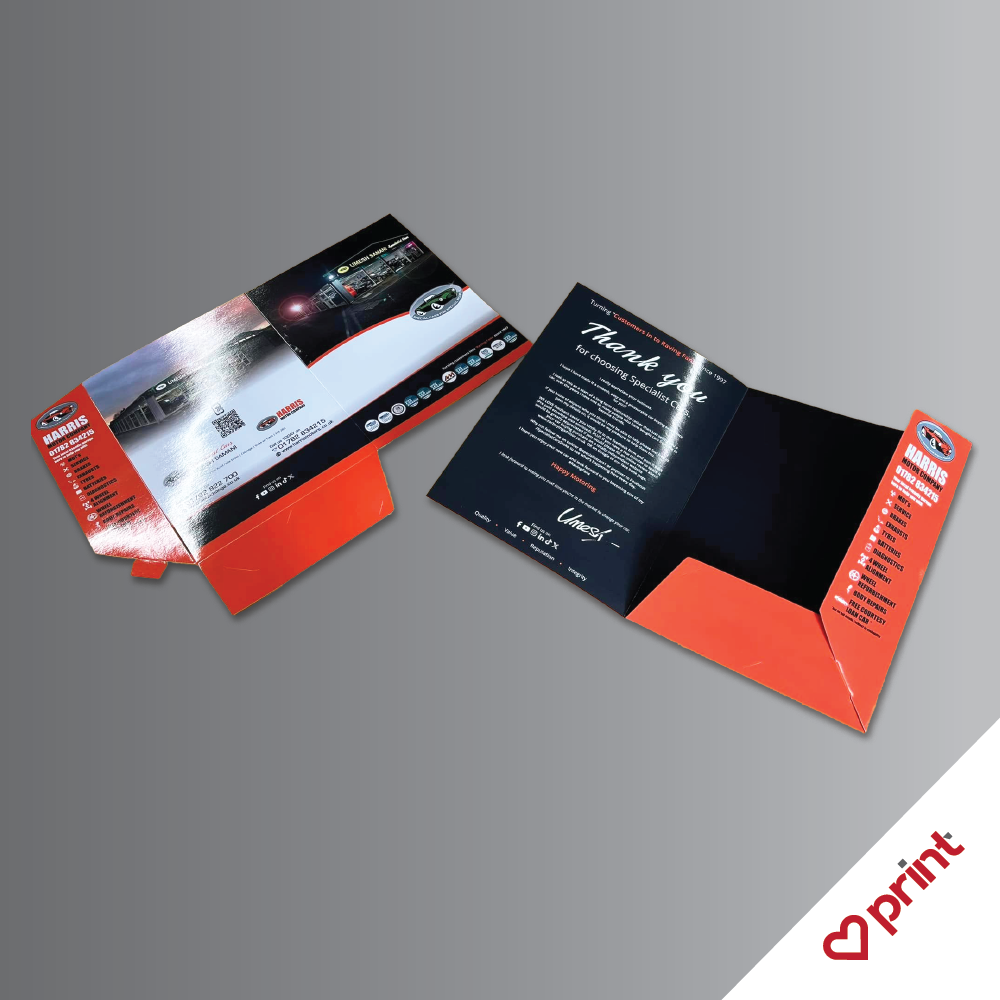 High quality bespoke presentation product folders printed from Luv Print @ Engage Creative, Stoke on Trent