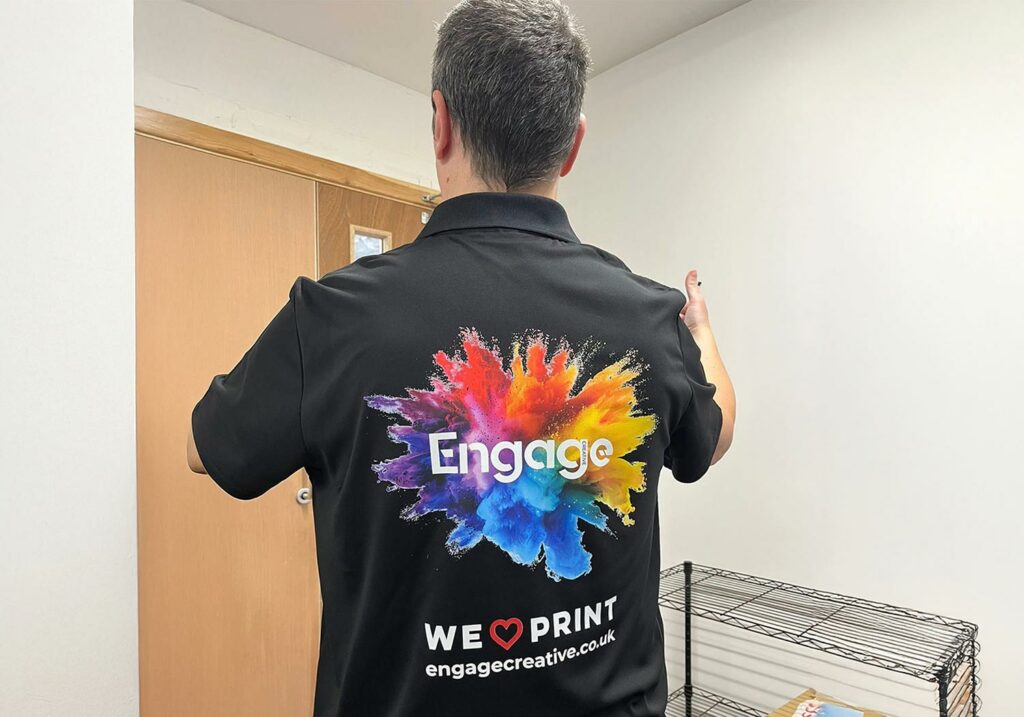 Custom t-shirt print using DTF film and heat press by Luv Print Stoke-on-Trent