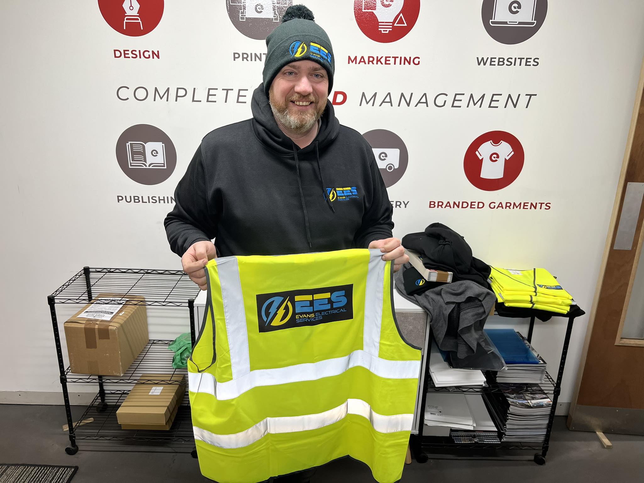 Custom hi-vis vest print using DTF film and heat press by Luv Print Stoke-on-Trent